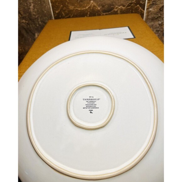 4pc Stoneware Dinnerware Plate Set White/Tan - Threshold - New - Picture 6 of 8